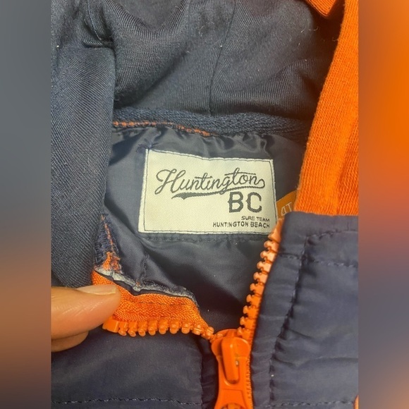 Huntington boys light weight blue and orange hooded jacket 4T - Picture 2 of 4